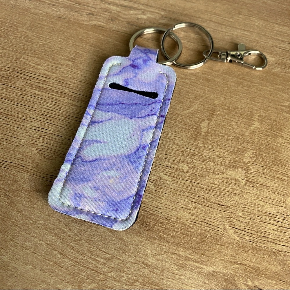 5/$20 — Purple Marble Chapstick Holder Keychain